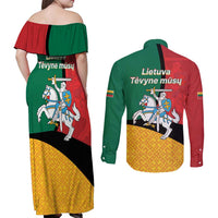 Lithuania Statehood Day July 6 Couples Matching Off Shoulder Maxi Dress and Long Sleeve Button Shirt Lietuva Tevyne musu