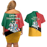 Lithuania Statehood Day July 6 Couples Matching Off Shoulder Short Dress and Hawaiian Shirt Lietuva Tevyne musu