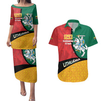 Lithuania Statehood Day July 6 Couples Matching Puletasi and Hawaiian Shirt Lietuva Tevyne musu