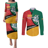Lithuania Statehood Day July 6 Couples Matching Puletasi and Long Sleeve Button Shirt Lietuva Tevyne musu