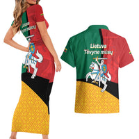 Lithuania Statehood Day July 6 Couples Matching Short Sleeve Bodycon Dress and Hawaiian Shirt Lietuva Tevyne musu