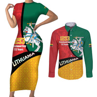 Lithuania Statehood Day July 6 Couples Matching Short Sleeve Bodycon Dress and Long Sleeve Button Shirt Lietuva Tevyne musu