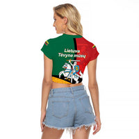 Lithuania Statehood Day July 6 Raglan Cropped T Shirt Lietuva Tevyne musu
