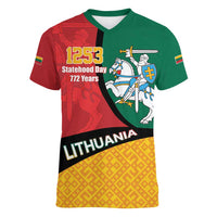Lithuania Statehood Day July 6 Women V-Neck T-Shirt Lietuva Tevyne musu