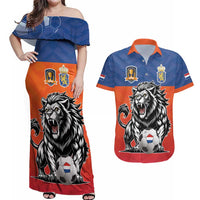 Netherlands Football Couples Matching Off Shoulder Maxi Dress and Hawaiian Shirt Oranje Lion Go Champion