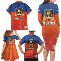 Netherlands Football Family Matching Long Sleeve Bodycon Dress and Hawaiian Shirt Oranje Lion Go Champion