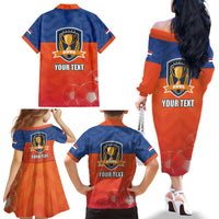 Netherlands Football Family Matching Off The Shoulder Long Sleeve Dress and Hawaiian Shirt Oranje Lion Go Champion