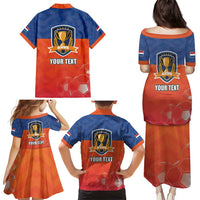 Netherlands Football Family Matching Puletasi and Hawaiian Shirt Oranje Lion Go Champion