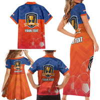 Netherlands Football Family Matching Short Sleeve Bodycon Dress and Hawaiian Shirt Oranje Lion Go Champion