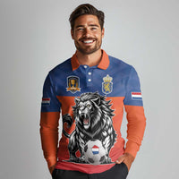 Netherlands Football Long Sleeve Polo Shirt Oranje Lion Go Champion
