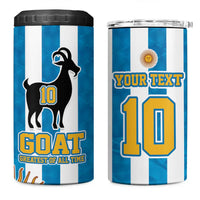 Personalized Argentina 10 Goat 4 in 1 Can Cooler Tumbler Greatest Of All Time Sporty Style