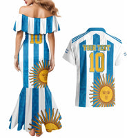 Personalized Argentina 10 Goat Couples Matching Mermaid Dress and Hawaiian Shirt Greatest Of All Time Sporty Style
