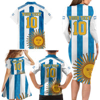 Personalized Argentina 10 Goat Family Matching Long Sleeve Bodycon Dress and Hawaiian Shirt Greatest Of All Time Sporty Style