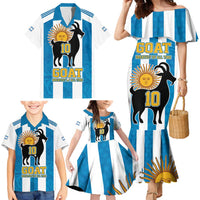 Personalized Argentina 10 Goat Family Matching Mermaid Dress and Hawaiian Shirt Greatest Of All Time Sporty Style