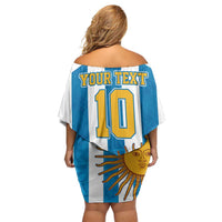 Personalized Argentina 10 Goat Family Matching Off Shoulder Short Dress and Hawaiian Shirt Greatest Of All Time Sporty Style