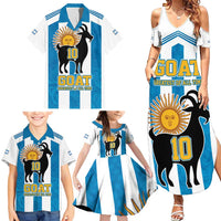 Personalized Argentina 10 Goat Family Matching Summer Maxi Dress and Hawaiian Shirt Greatest Of All Time Sporty Style