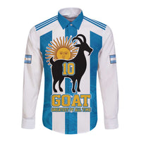 Personalized Argentina 10 Goat Long Sleeve Button Shirt Greatest Of All Time Sporty Style