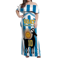 Personalized Argentina 10 Goat Off Shoulder Maxi Dress Greatest Of All Time Sporty Style