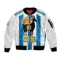 Personalized Argentina 10 Goat Sleeve Zip Bomber Jacket Greatest Of All Time Sporty Style