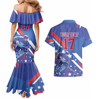 Custom United States Ice Hockey Couples Matching Mermaid Dress and Hawaiian Shirt USA Go Champions Sporty Style