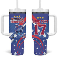 Custom United States Ice Hockey Tumbler With Handle USA Go Champions Sporty Style