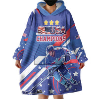 Custom United States Ice Hockey Wearable Blanket Hoodie USA Go Champions Sporty Style