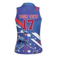 Custom United States Ice Hockey Women Sleeveless Polo Shirt USA Go Champions Sporty Style