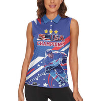Custom United States Ice Hockey Women Sleeveless Polo Shirt USA Go Champions Sporty Style