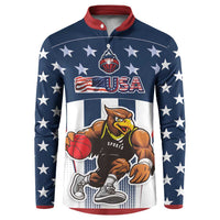 Custom United States Basketball Button Sweatshirt USA Eagle Mascot Style