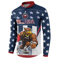 Custom United States Basketball Button Sweatshirt USA Eagle Mascot Style