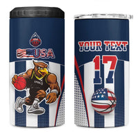 Custom United States Basketball 4 in 1 Can Cooler Tumbler USA Eagle Mascot Style