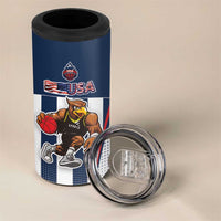 Custom United States Basketball 4 in 1 Can Cooler Tumbler USA Eagle Mascot Style