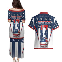 Custom United States Basketball Couples Matching Puletasi and Hawaiian Shirt USA Eagle Mascot Style