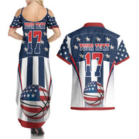 Custom United States Basketball Couples Matching Summer Maxi Dress and Hawaiian Shirt USA Eagle Mascot Style