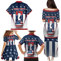 Custom United States Basketball Family Matching Puletasi and Hawaiian Shirt USA Eagle Mascot Style
