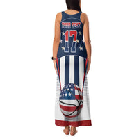 Custom United States Basketball Family Matching Tank Maxi Dress and Hawaiian Shirt USA Eagle Mascot Style