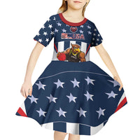 Custom United States Basketball Kid Short Sleeve Dress USA Eagle Mascot Style