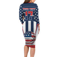 Custom United States Basketball Long Sleeve Bodycon Dress USA Eagle Mascot Style