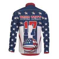 Custom United States Basketball Long Sleeve Button Shirt USA Eagle Mascot Style