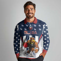 Custom United States Basketball Long Sleeve Polo Shirt USA Eagle Mascot Style