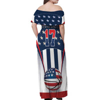 Custom United States Basketball Off Shoulder Maxi Dress USA Eagle Mascot Style
