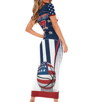 Custom United States Basketball Short Sleeve Bodycon Dress USA Eagle Mascot Style