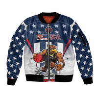 Custom United States Basketball Sleeve Zip Bomber Jacket USA Eagle Mascot Style