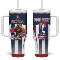 Custom United States Basketball Tumbler With Handle USA Eagle Mascot Style