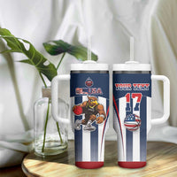 Custom United States Basketball Tumbler With Handle USA Eagle Mascot Style
