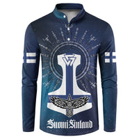 Personalized Finland Drakkar Vikings Button Sweatshirt Suomi Flag Viking Thor Runes