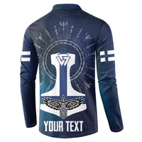 Personalized Finland Drakkar Vikings Button Sweatshirt Suomi Flag Viking Thor Runes