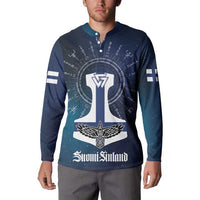 Personalized Finland Drakkar Vikings Button Sweatshirt Suomi Flag Viking Thor Runes