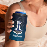 Personalized Finland Drakkar Vikings 4 in 1 Can Cooler Tumbler Suomi Flag Viking Thor Runes