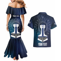 Personalized Finland Drakkar Vikings Couples Matching Mermaid Dress and Hawaiian Shirt Suomi Flag Viking Thor Runes